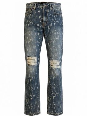 Forever 21 Distressed Jeans 29 Slim Fit Acid Wash Grunge Y2K Straight Leg Denim